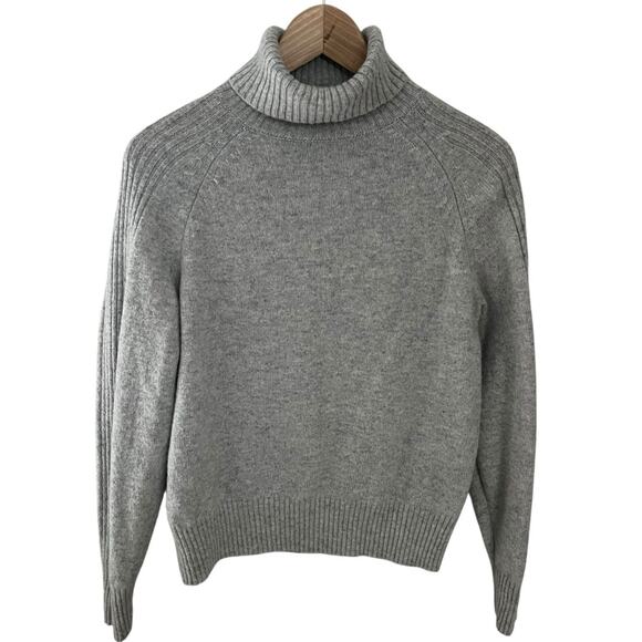 Marks & Spencer M&S Gray Marl Women’s Lambswool Turtleneck Sweater Medium Petite - Picture 1 of 5